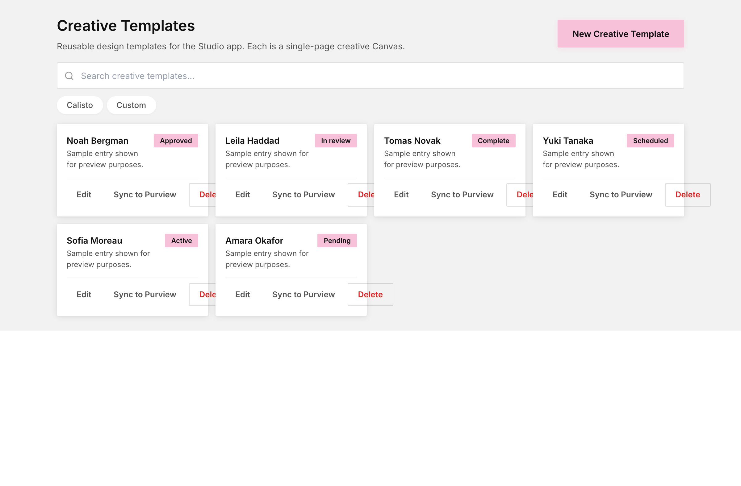 Creative templates library