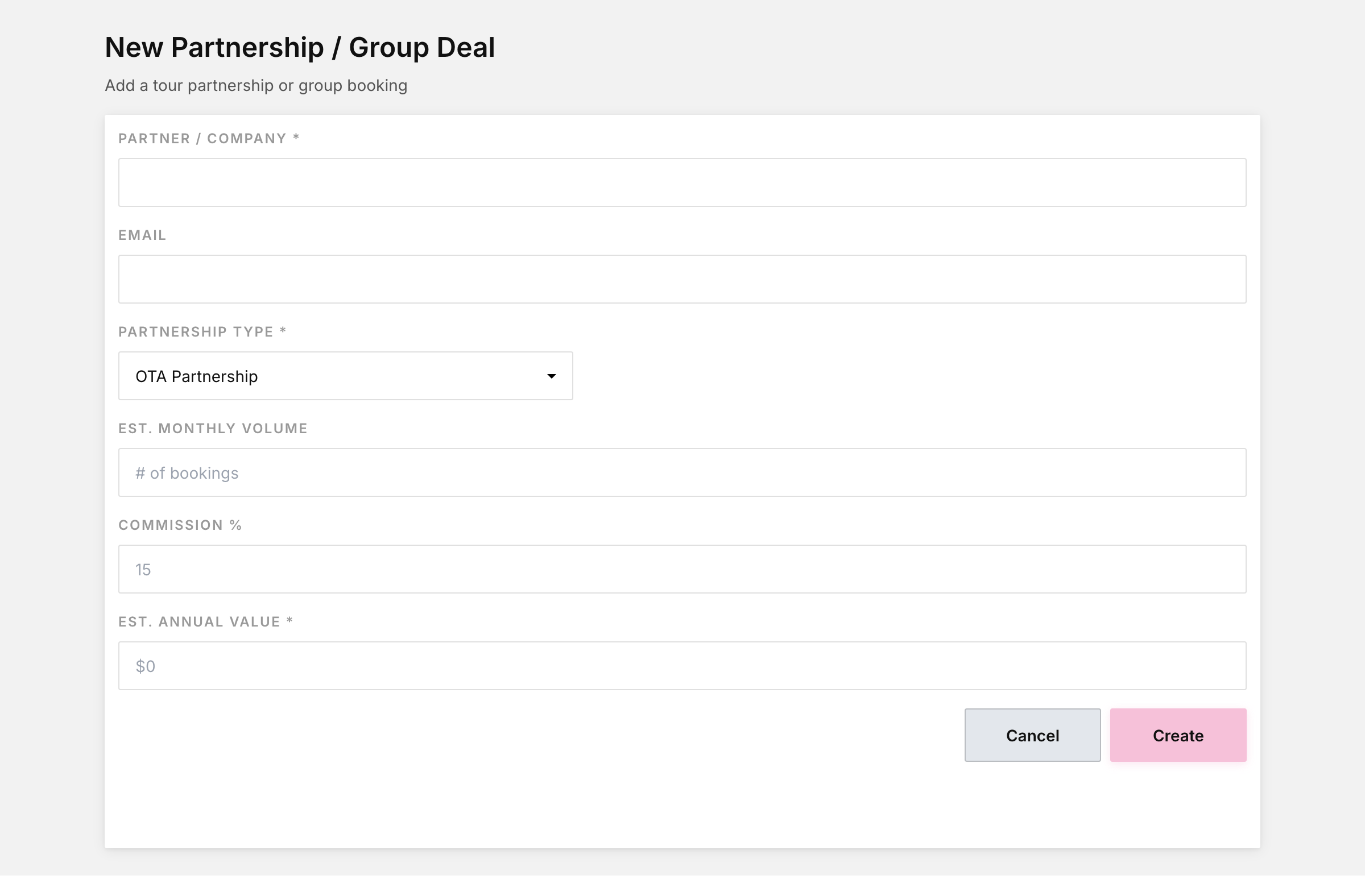 New partnership / group deal