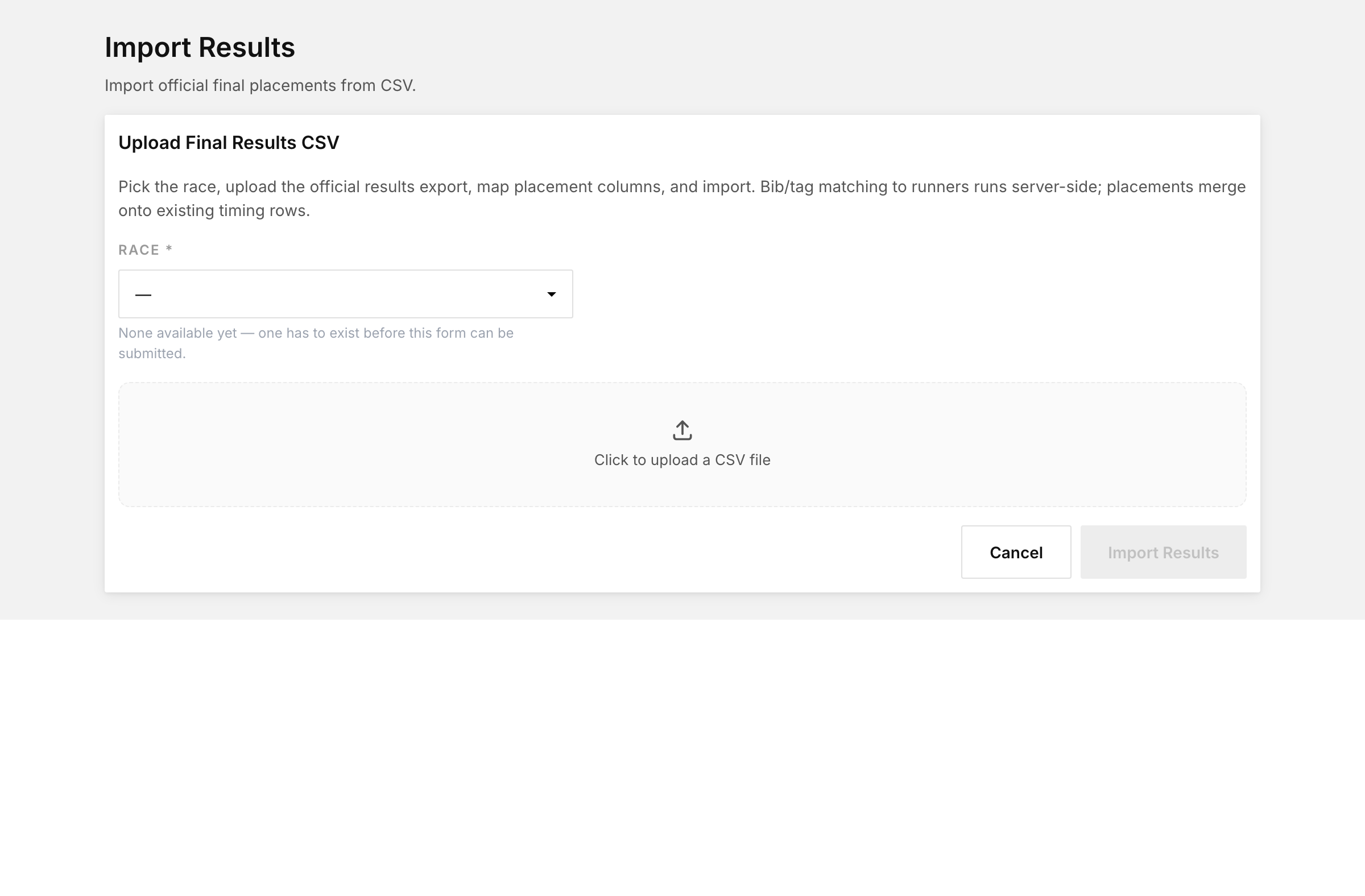 Import results
