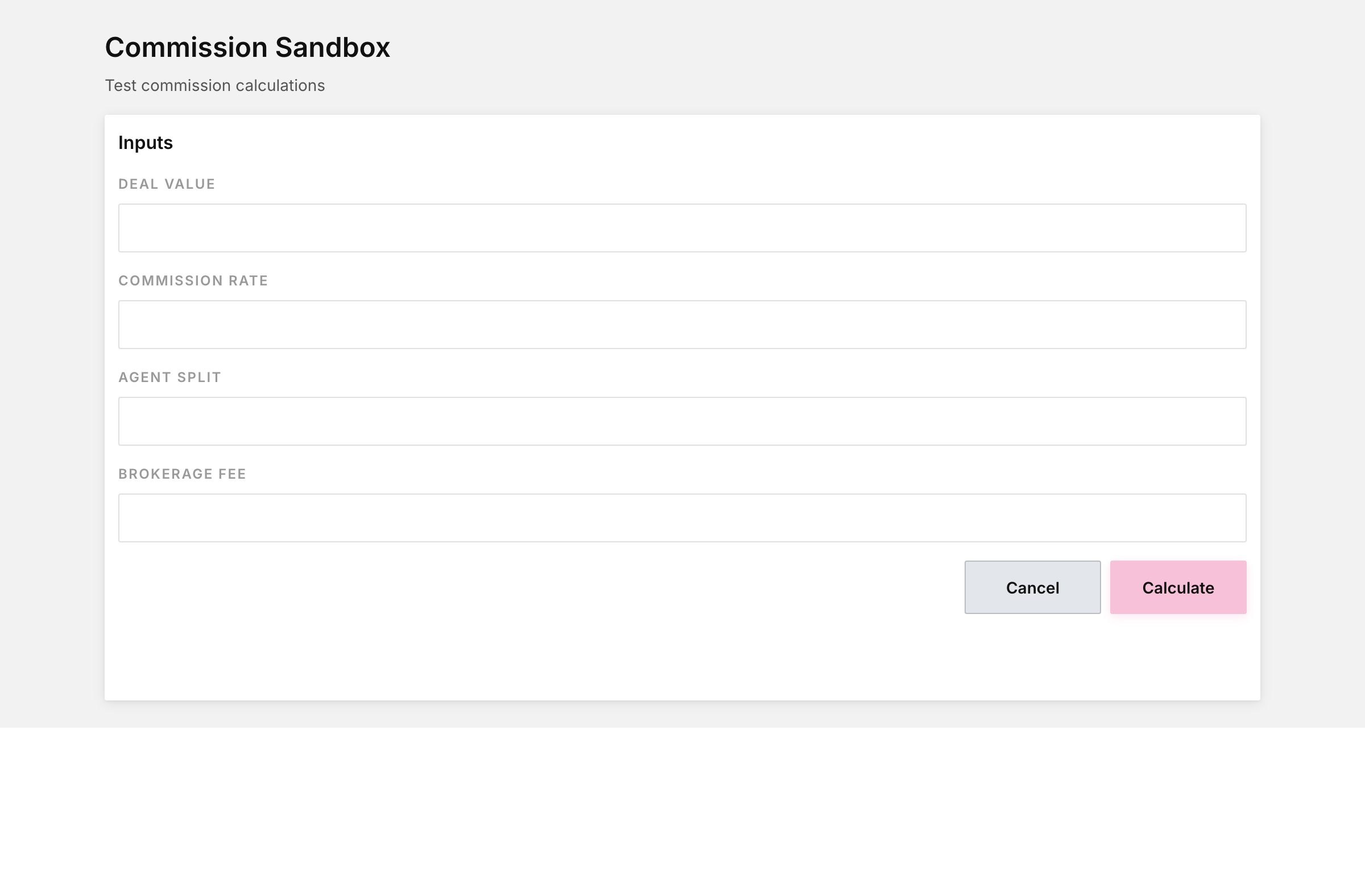 Commission sandbox