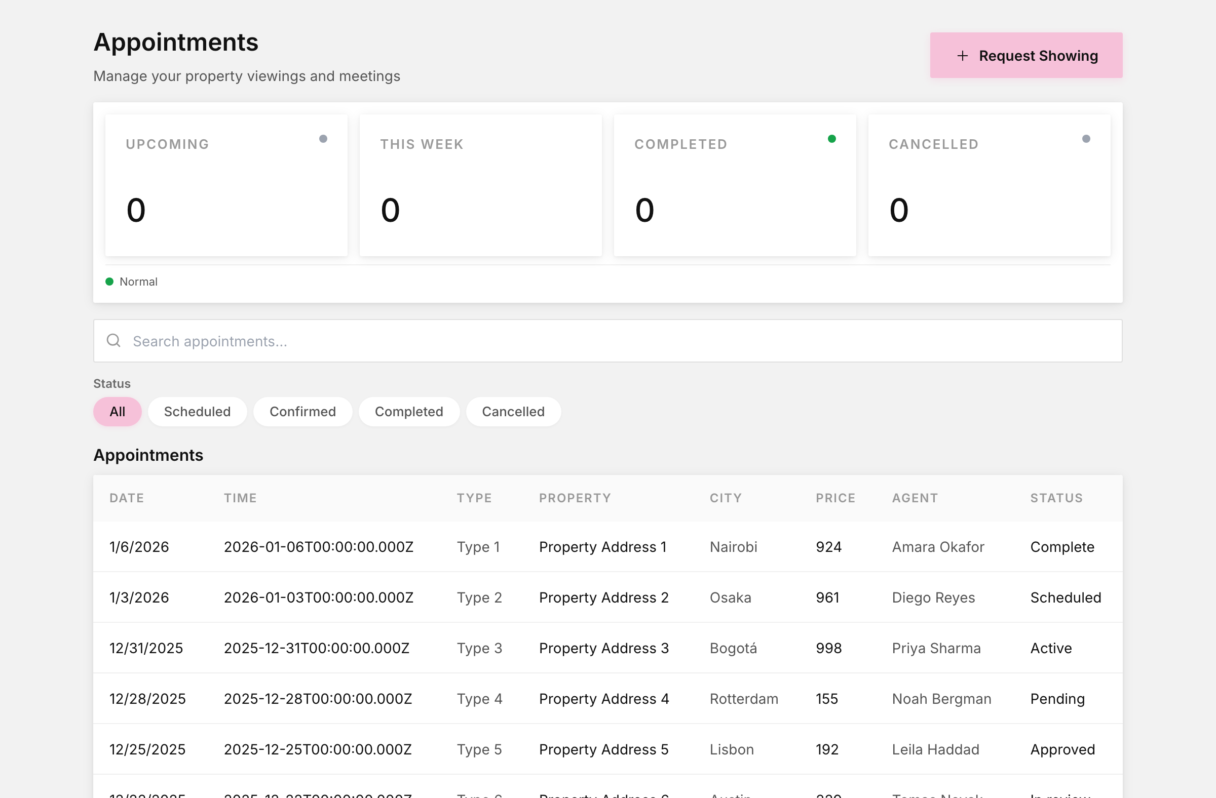 Client portal appointments