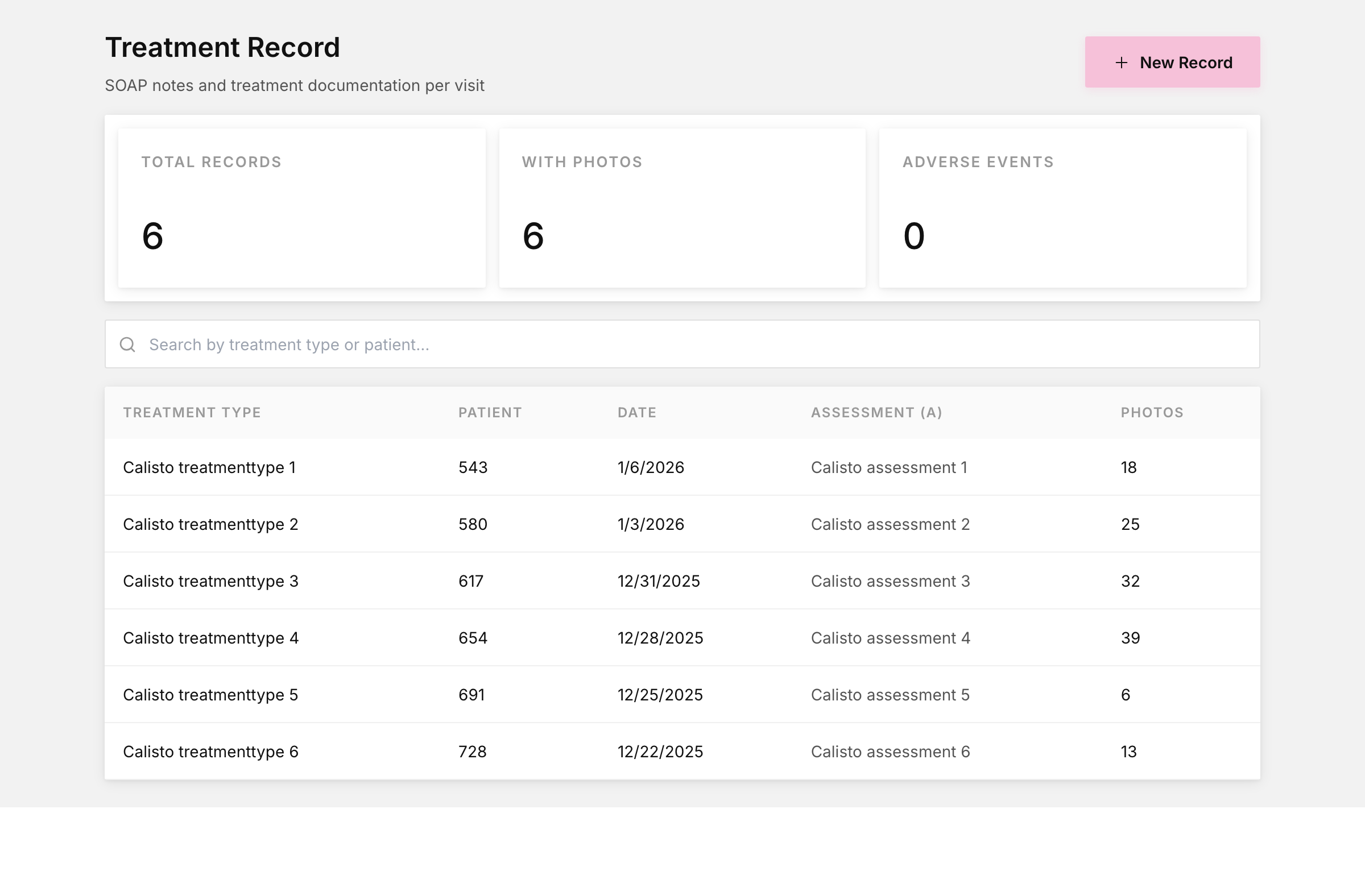 Treatment record
