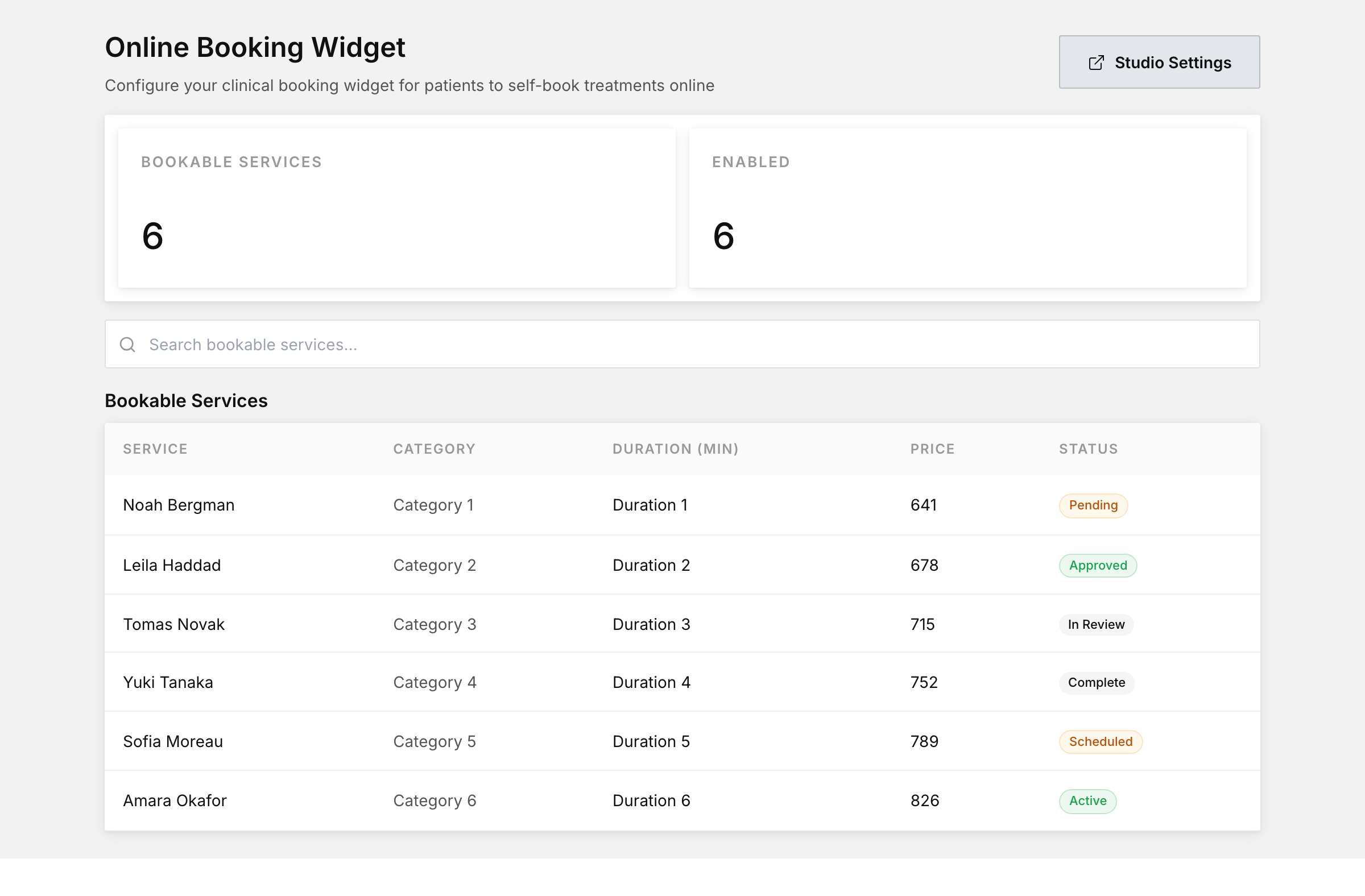 Online booking widget