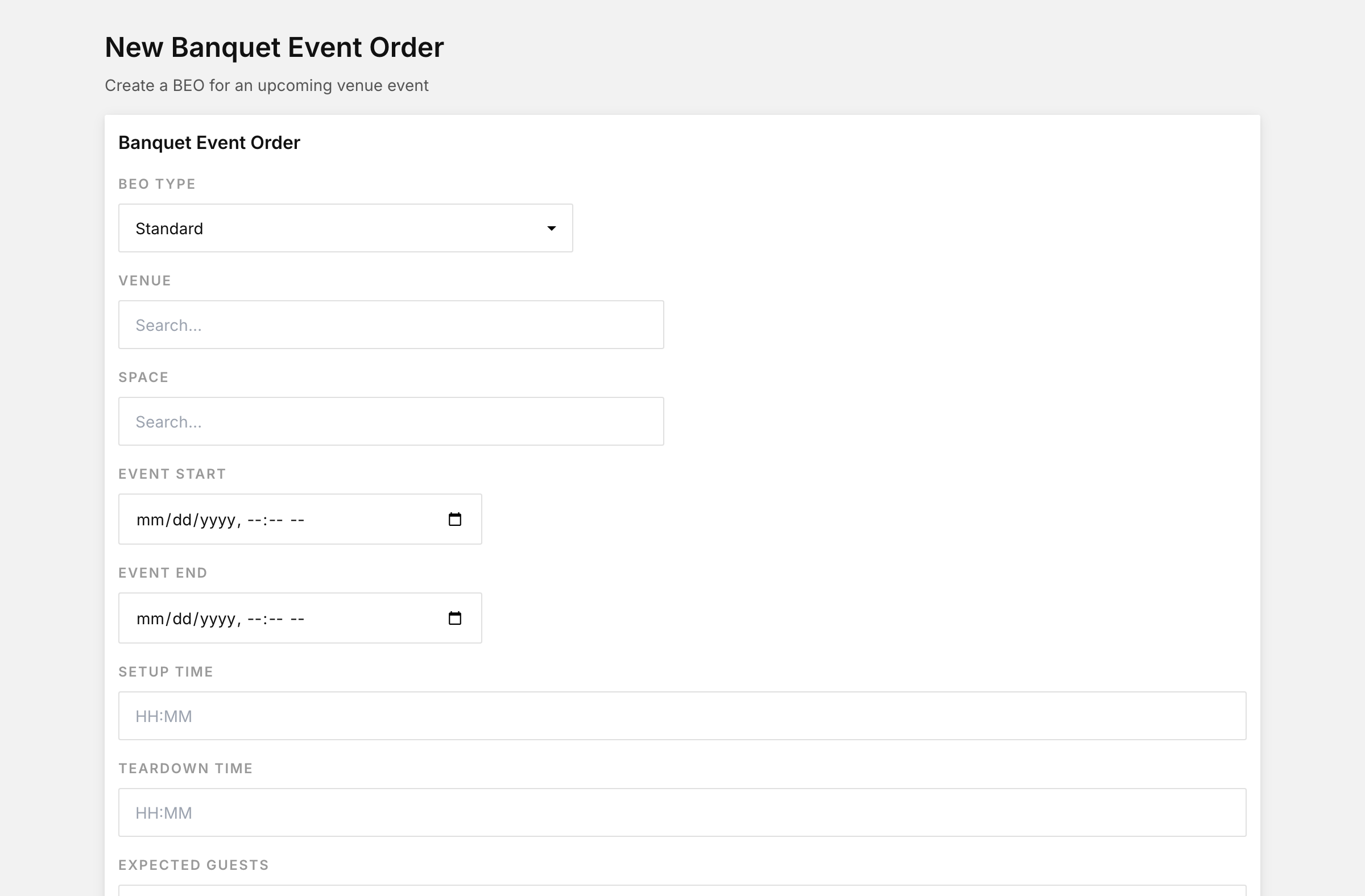 New venue management