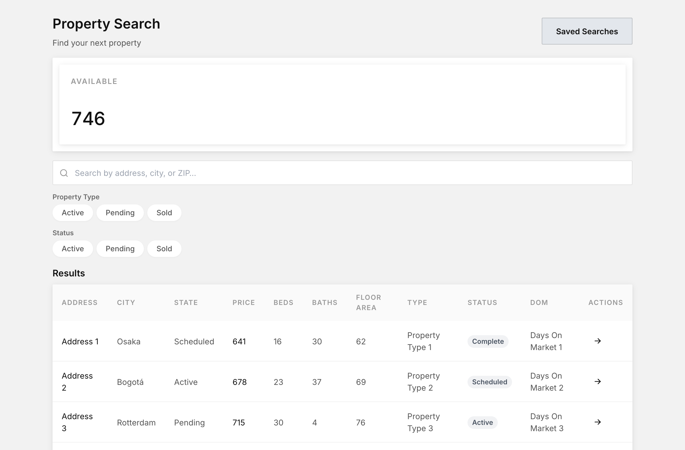 Real estate agent property search
