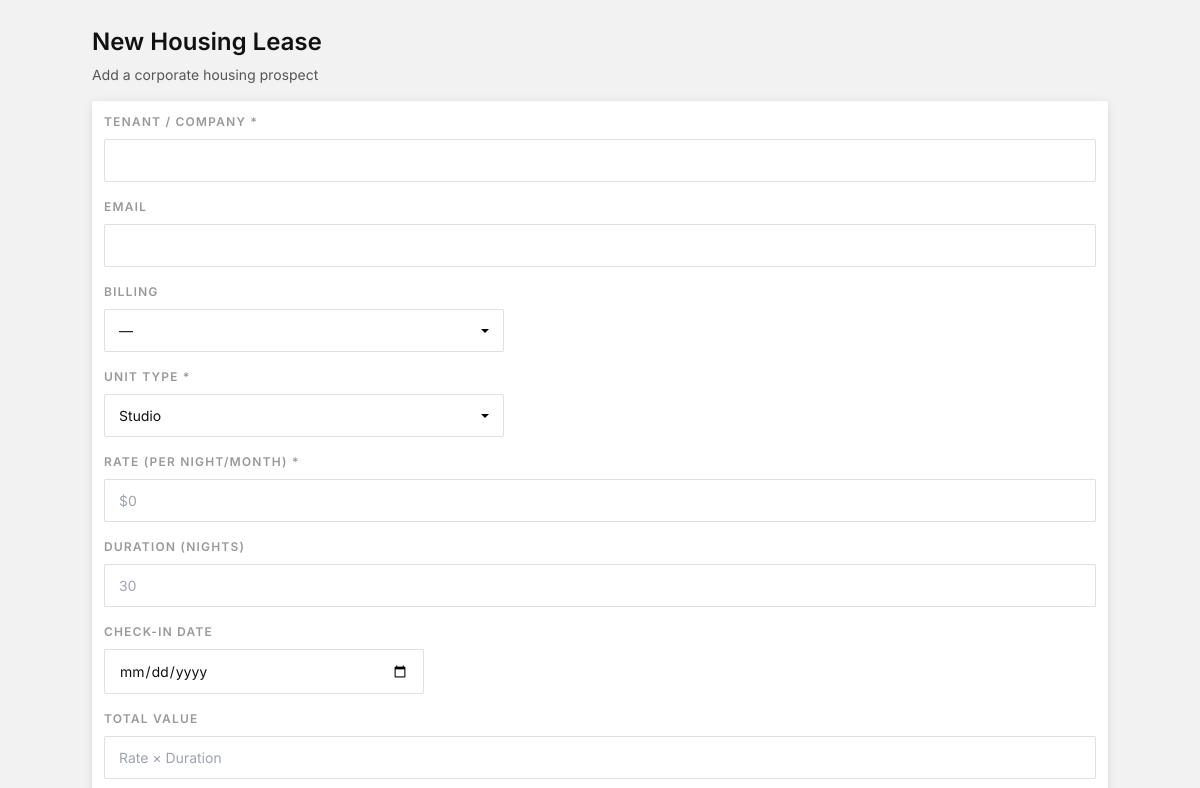 New housing lease