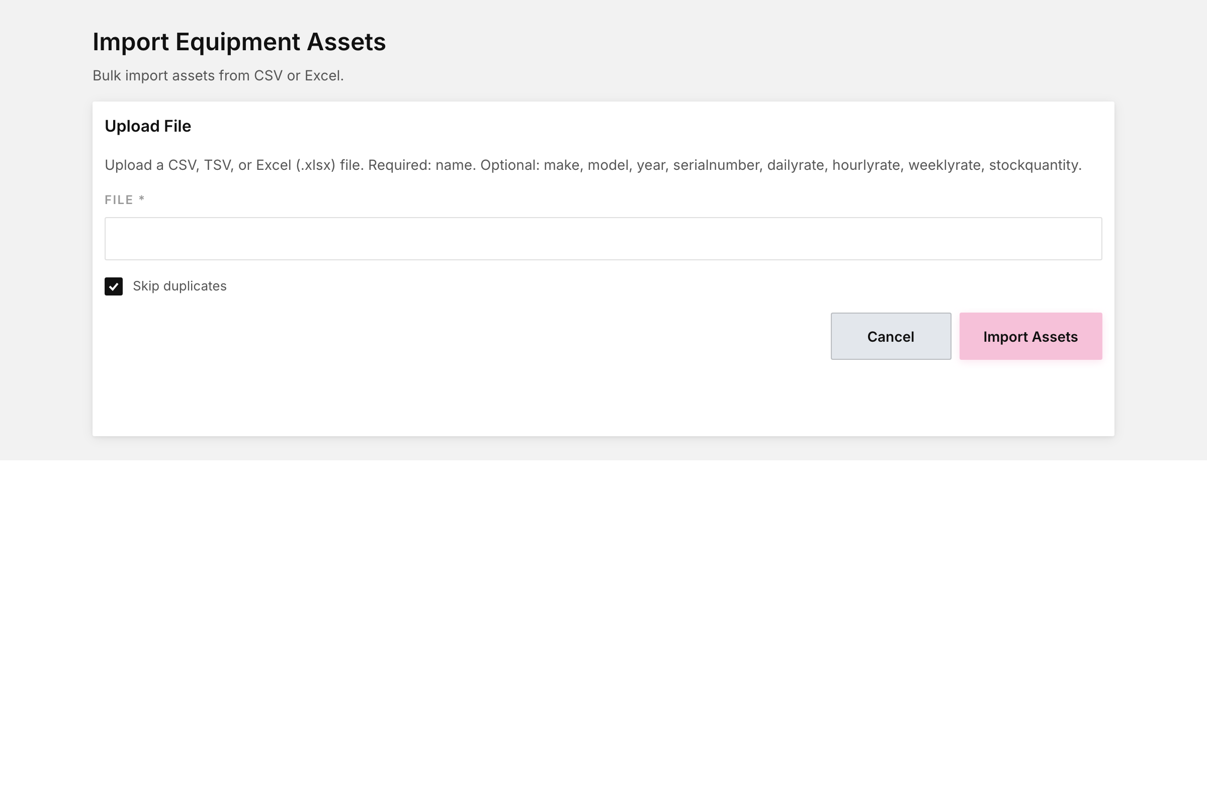 Import assets