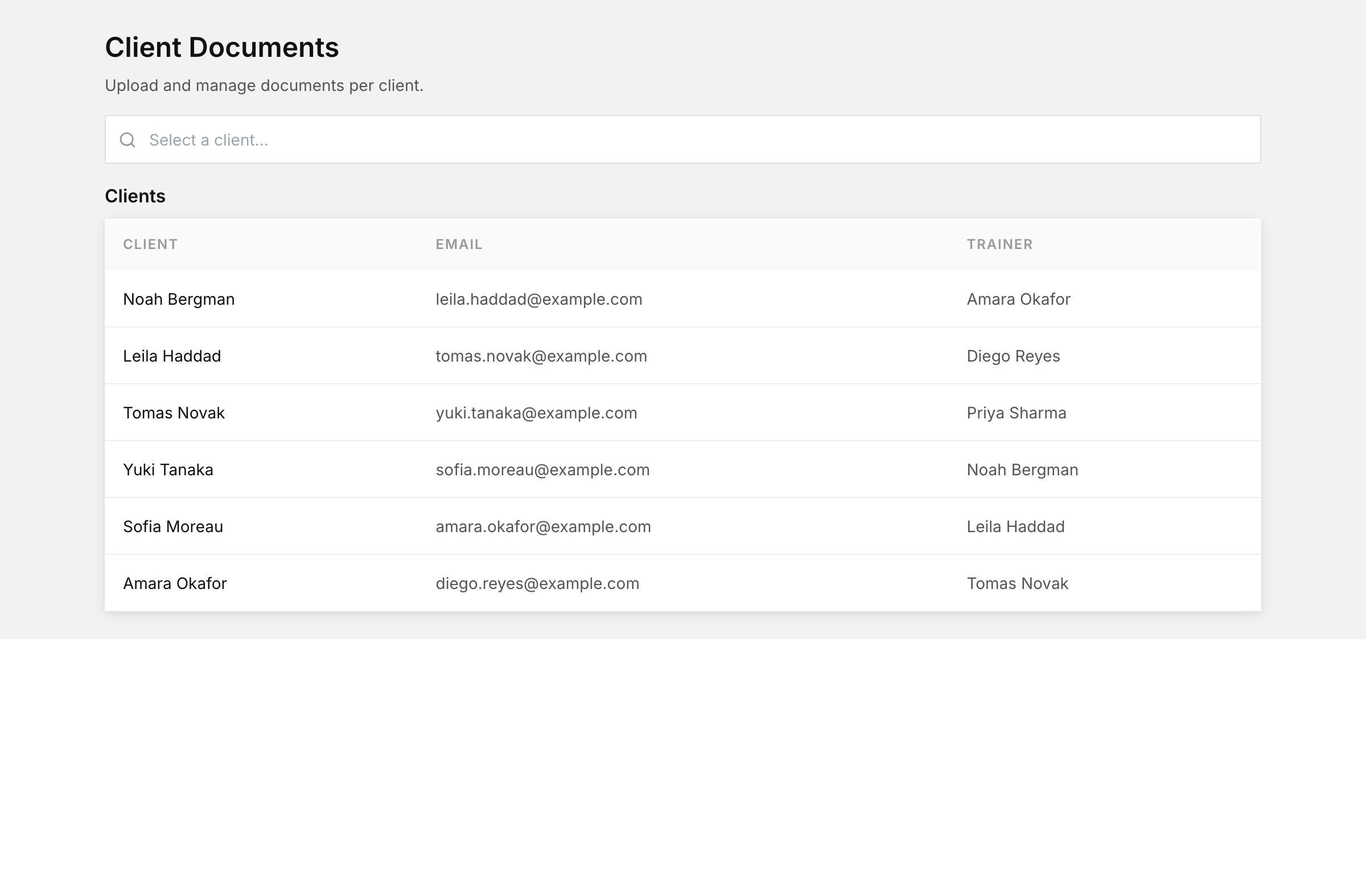 Client documents