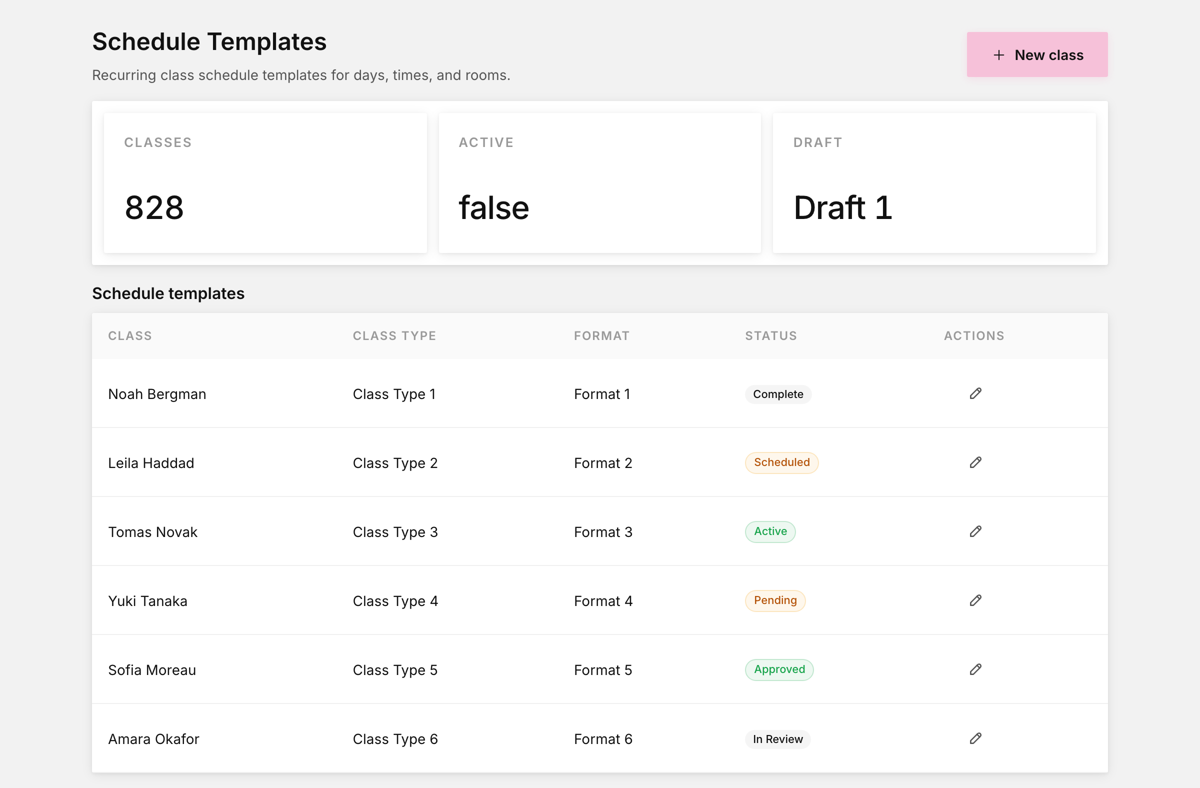 Schedule templates