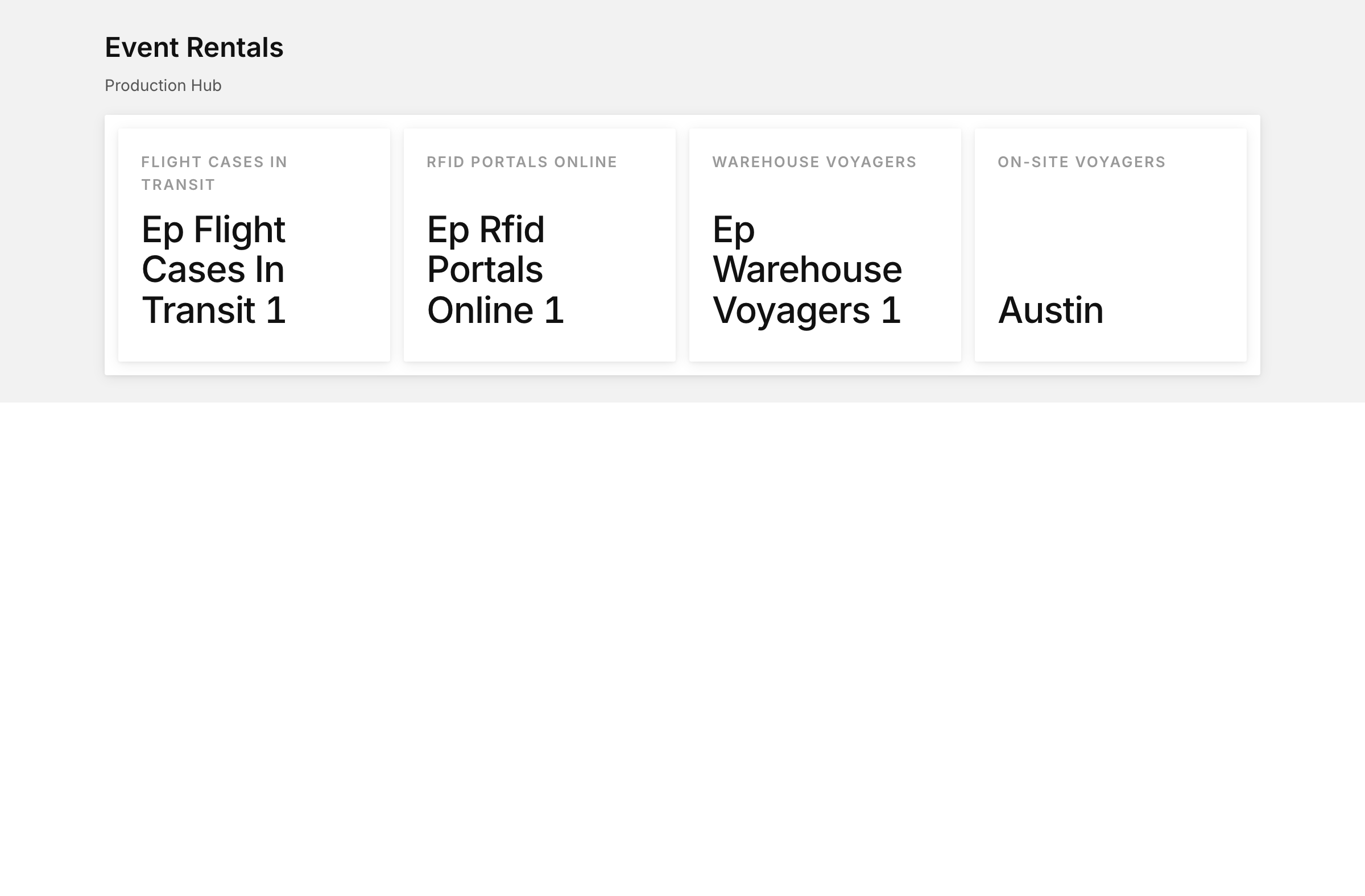 Event rentals dashboard